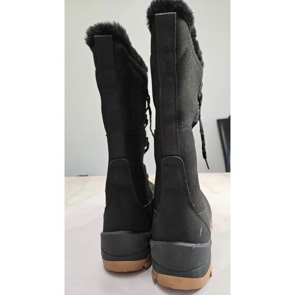 Thermolite Black Mid Calf Round Toe Laces Flat Women's Boots Size 10 - Picture 3 of 8